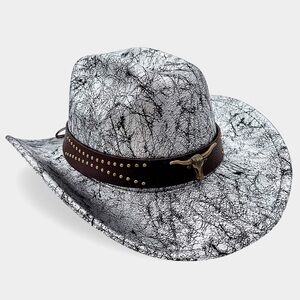Unisex Vegan Leather Western Cowboy Fedora Hat
